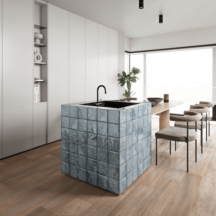 Coloured tiles for kitchen island - 1
