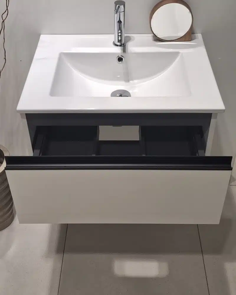 Spirit 600 Gloss White Vanity 1 Draw --- 002