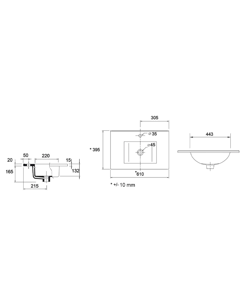 Spirit 600 Gloss White Vanity 1 Draw --- 006